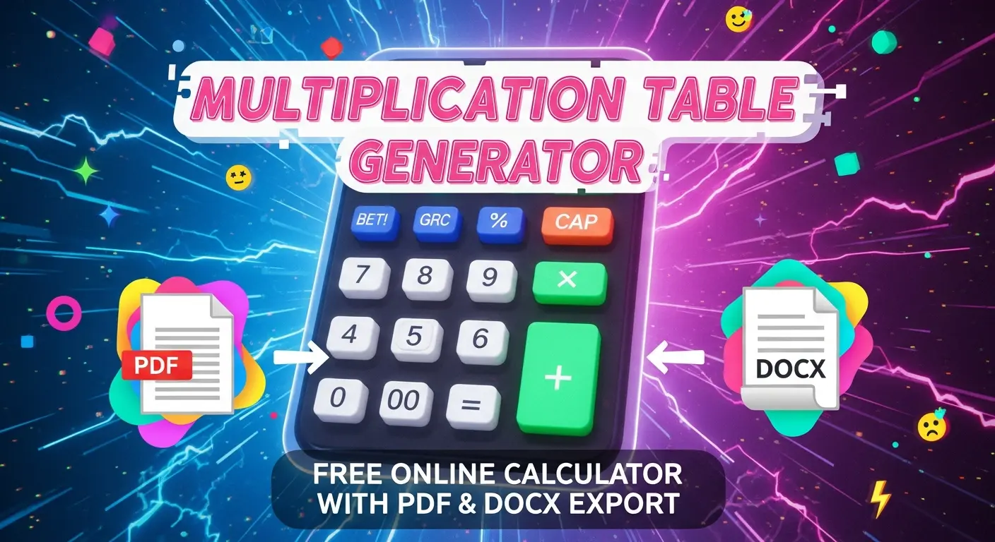 The Multiplication Table Generator - Free Online Calculator with PDF & DOCX Export